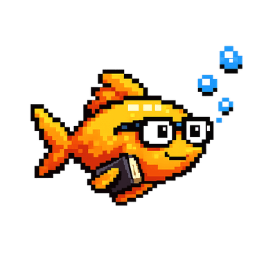 Pixel goldfish mascot